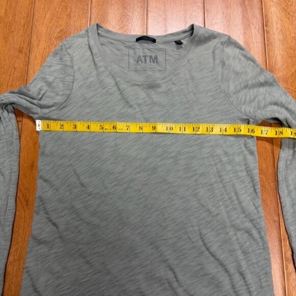 ATM Womens Slub Jersey Long Sleeve Destroyed Wash Tee Green Size XS Distressed - Picture 9 of 11